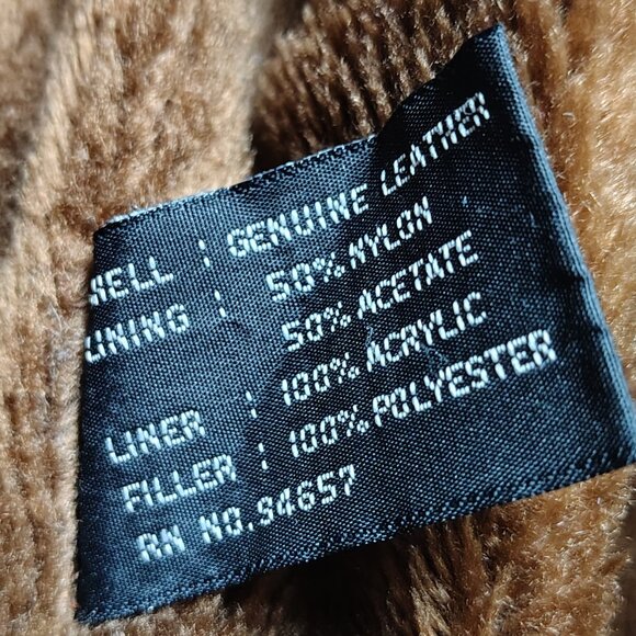 Vintage MARCIA French Lamb Leather Jacket Women 2X Brown Faux Fur Liner Full Zip - Picture 3 of 10